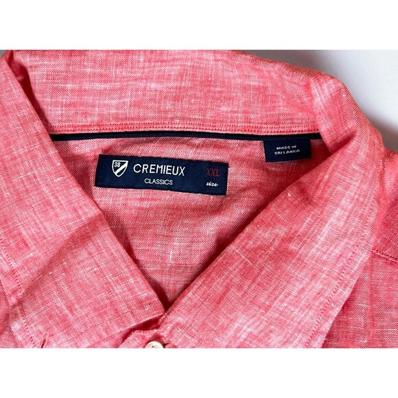 Cremeux Classics Men's Size XXL Pink Linen Button-Up Shirt - Picture 4 of 5